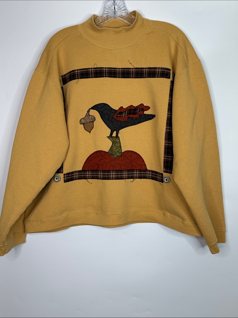 Gitano Raven Autum Halloween Yellow Mock Neck Sweatshirt XL